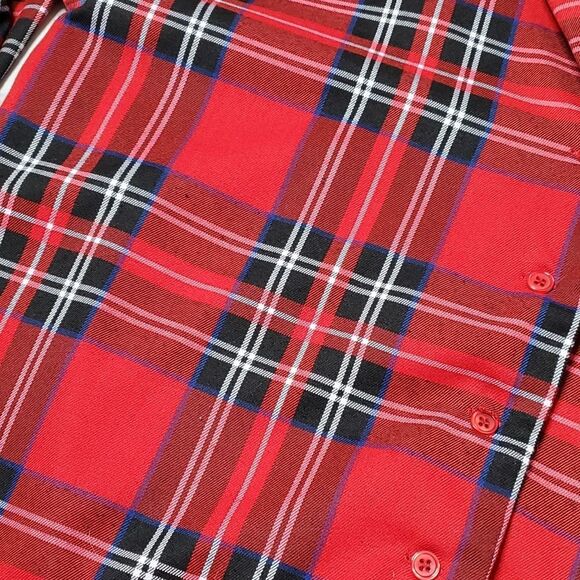 Pink Lily Black & Red Plaid Button Front Sleep Shirt - Picture 4 of 7